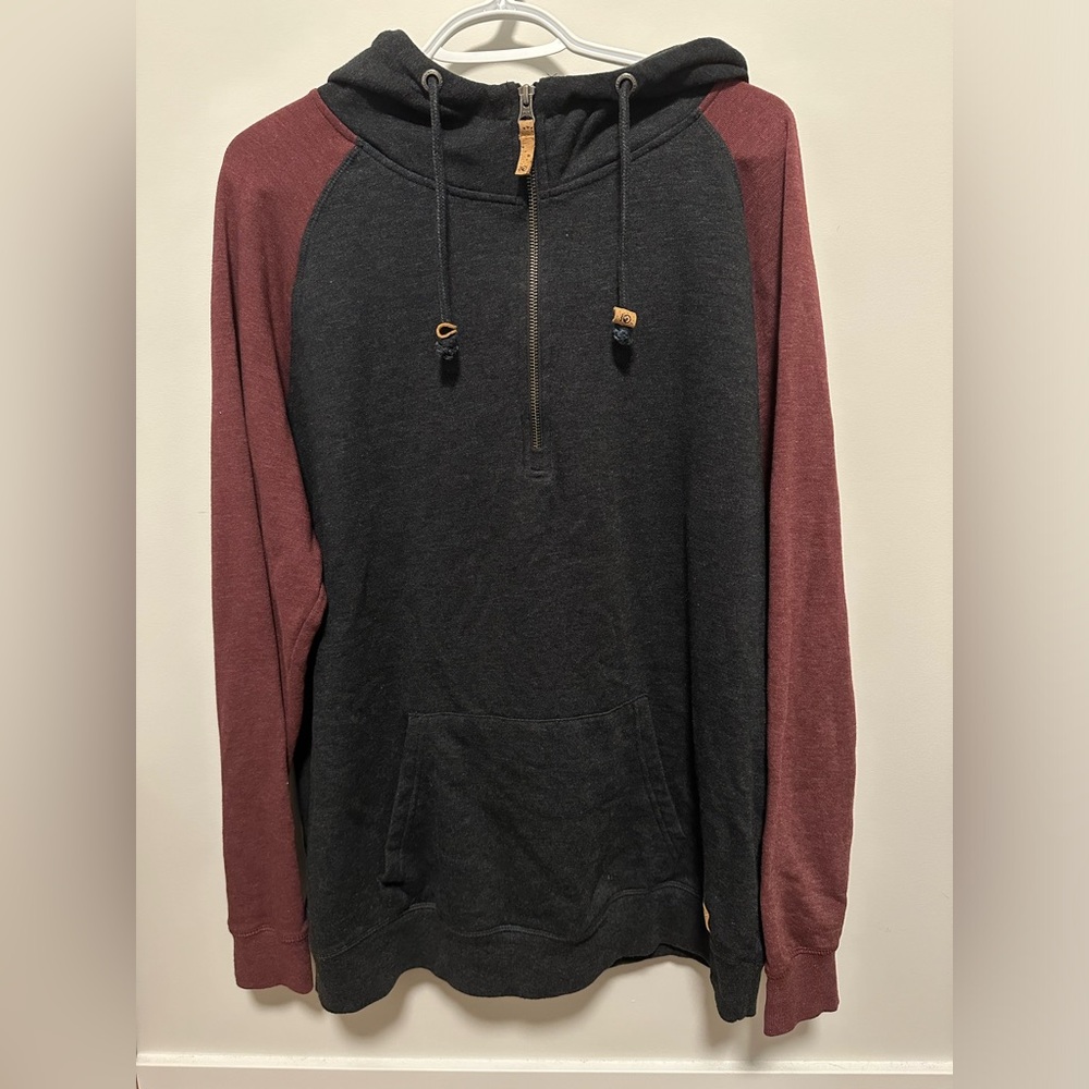Black and Burgundy Hoodie Ten Tree Quarter Zip